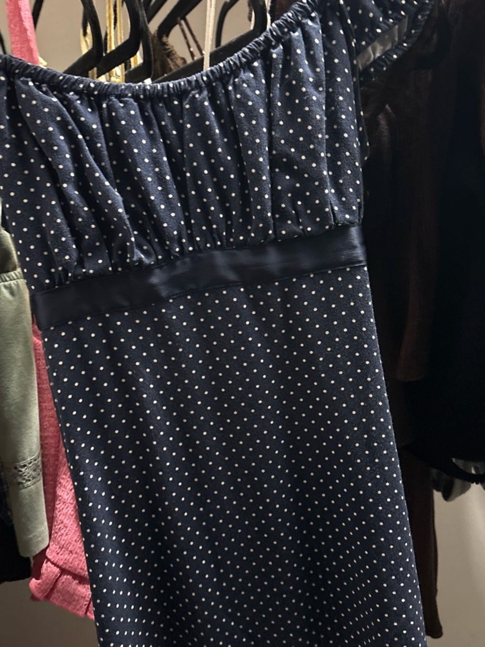 Hollister Navy Smocked Top with Label Detail